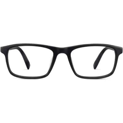 Front View Image of Becton Eyeglasses Collection, by Warby Parker Brand, in Jet Black Matte Color