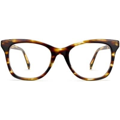 Front View Image of Hallie Eyeglasses Collection, by Warby Parker Brand, in Stripped Sassafras Color