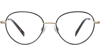 Front View Image of Arlen Eyeglasses Collection, by Warby Parker Brand, in Jet Black With Polished Gold Color