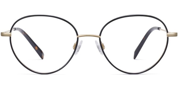 Front View Image of Arlen Eyeglasses Collection, by Warby Parker Brand, in Jet Black With Polished Gold Color