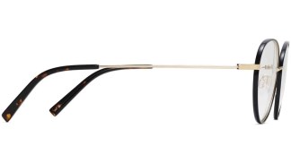 Side View Image of Arlen Eyeglasses Collection, by Warby Parker Brand, in Jet Black With Polished Gold Color