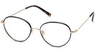 Angle View Image of Arlen Eyeglasses Collection, by Warby Parker Brand, in Jet Black With Polished Gold Color