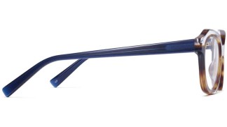 Side View Image of Darrow Eyeglasses Collection, by Warby Parker Brand, in Crystal with Oak Barrel and Blue Bay Color