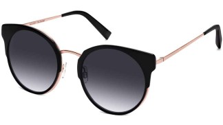Angle View Image of Cleo Sunglasses Collection, by Warby Parker Brand, Jet Black with Rose Gold Color