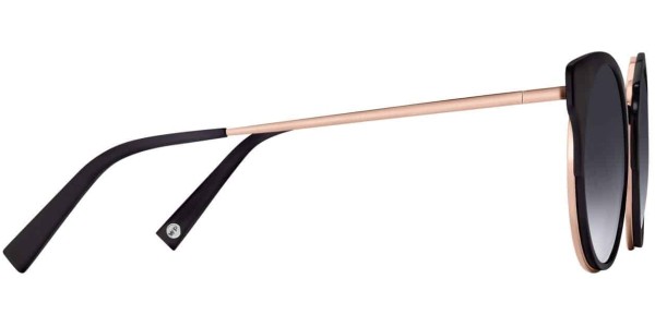 Side View Image of Cleo Sunglasses Collection, by Warby Parker Brand, Jet Black with Rose Gold Color
