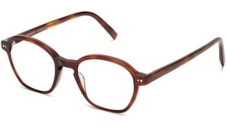 Angle View Image of Britten Eyeglasses Collection, by Warby Parker Brand, in Amber Tortoise Color