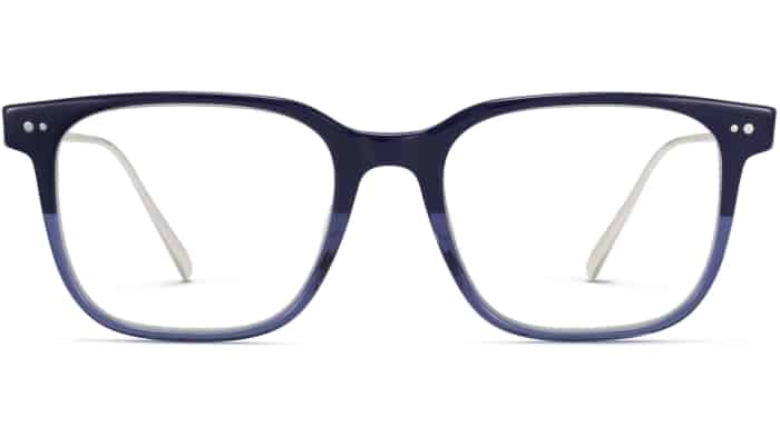 Front View Image of Caleb Eyeglasses Collection, by Warby Parker Brand, in Midnight Fade with Polished Silver Color