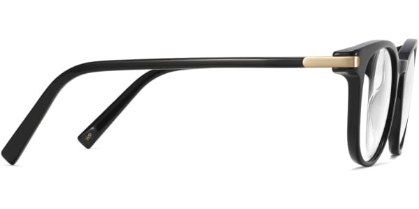 Side View Image of Durand Eyeglasses Collection, by Warby Parker Brand, in Jet Black with Gold Color