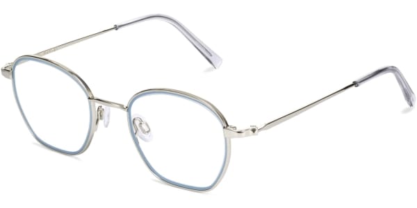 Angle View Image of Larsen Eyeglasses Collection, by Warby Parker Brand, in Antique Blue with Polished Silver Color