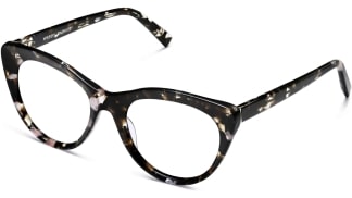 Angle View Image of Leta Eyeglasses Collection, by Warby Parker Brand, in Black Currant Tortoise Color