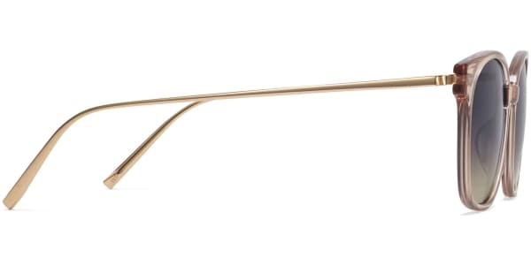 Side View Image of Tilden Sunglasses Collection, by Warby Parker Brand, in Rose Water with Polished Gold Color