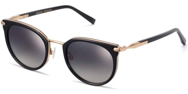 Angle View Image of Whittier Sunglasses Collection, by Warby Parker Brand, in Jet Black with Gold Color