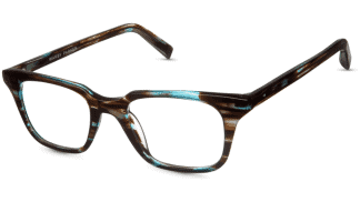 Angle View Image of Clark Eyeglasses Collection, by Warby Parker Brand, in Blue Marblewood Color