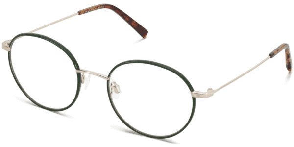 Angle View Image of Duncan Eyeglasses Collection, by Warby Parker Brand, in Forest Green with Polished Gold Color