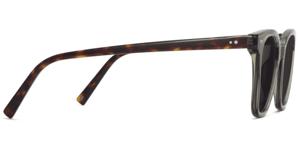 Side View Image of Griffin Sunglasses Collection, by Warby Parker Brand, in Seaweed Crystal with Cognac Tortoise Color