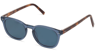 Angle View Image of Toddy Sunglasses Collection, by Warby Parker Brand, in Azure Crystal with Oak Barrel Color