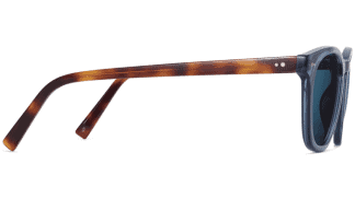 Side View Image of Toddy Sunglasses Collection, by Warby Parker Brand, in Azure Crystal with Oak Barrel Color