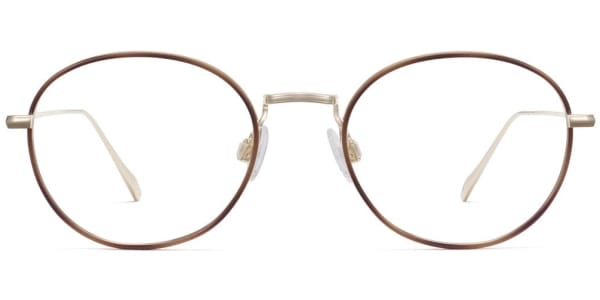 Front View Image of Colvin Eyeglasses Collection, by Warby Parker Brand, in Polished Gold with Savanna Tortoise Color