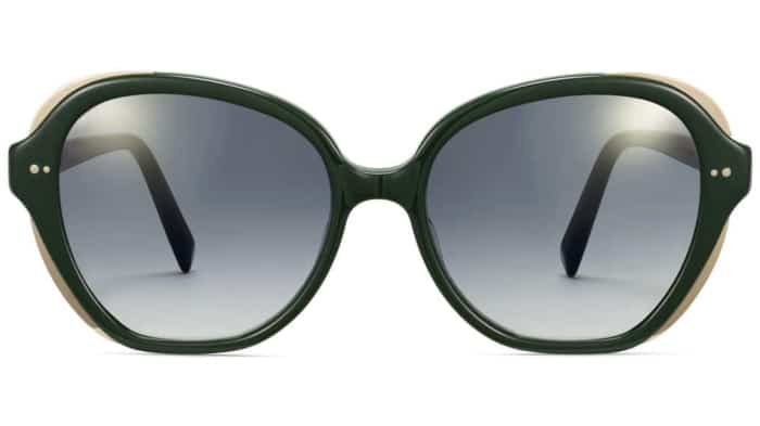 Front View Image of Adeline Sunglasses Collection, by Warby Parker Brand, in Forest Green with Polished Gold Color