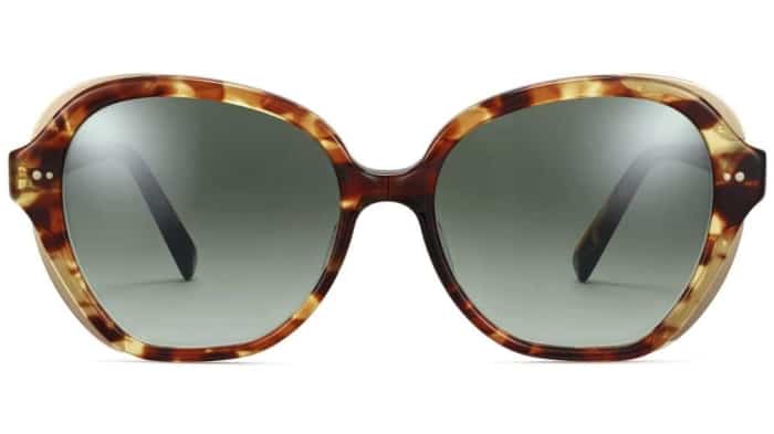 Front View Image of Adeline Sunglasses Collection, by Warby Parker Brand, in Root Beer with Polished Gold Color