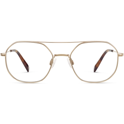 Front View Image of Renaldo Eyeglasses Collection, by Warby Parker Brand, in Polished Gold Color