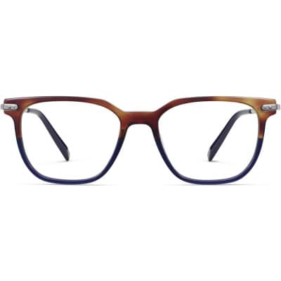 Front View Image of Rawlins Eyeglasses Collection, by Warby Parker Brand, in Midnight Tortoise Fade with Polished Silver Color